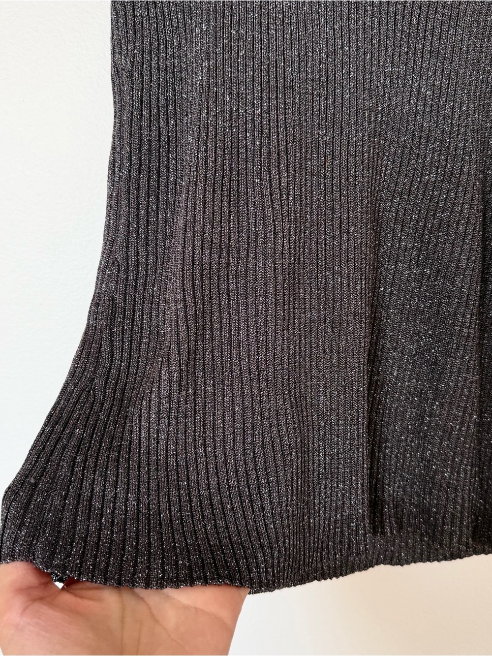 Steel Grey Metallic Rib Knit Scoop Neck Tank Top - Picture 2 of 4